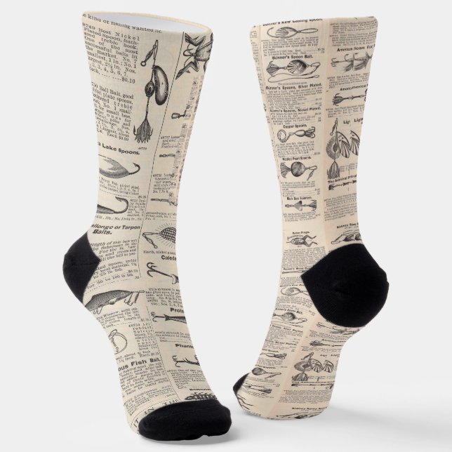 Vintage Fishing Lures: Antique 1900s Fisherman Socks (Angled)