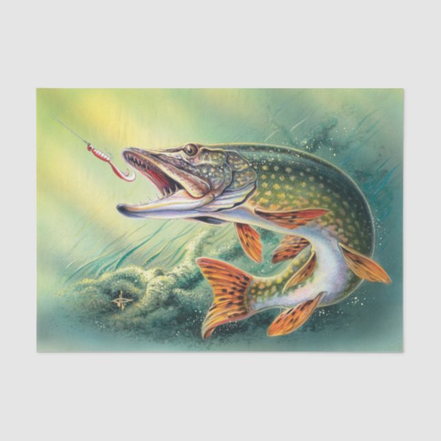 Vintage Fishing party cute tissue Tissue Paper (Front)