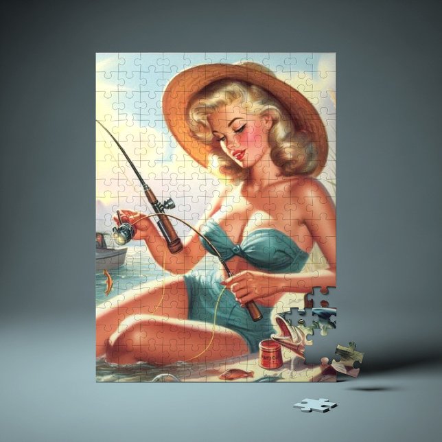Vintage Fishing Pin Up Jigsaw Puzzle (Creator Uploaded)