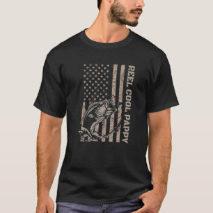 Vintage Fishing Reel Cool Pappy Camoflauge America T-Shirt