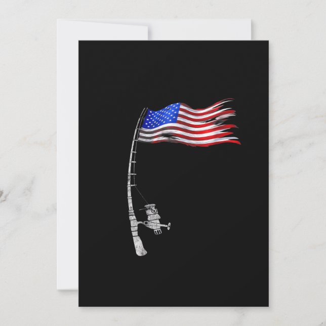 Vintage Fishing Rod American Flag Funny Fishing Gi Save The Date (Front)