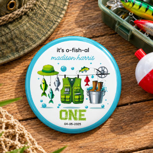 Vintage Fishing Rod "O-Fish-Ally One" 1st Birthday Button