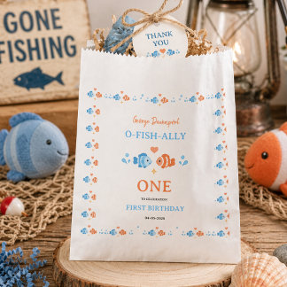 Vintage Fishing Rod O-Fish-Ally One 1st Birthday Favor Bag