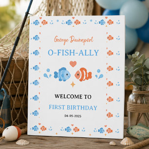 Vintage Fishing Rod O-Fish-Ally One 1st Birthday Foam Board
