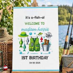 Vintage Fishing Rod "O-Fish-Ally One" 1st Birthday Foam Board