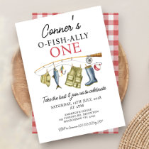 Vintage Fishing Rod O-Fish-Ally One 1st Birthday  Invitation