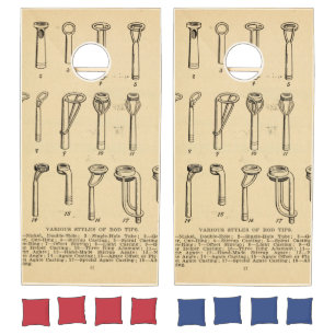 Vintage Fishing Rod Tips Illustration (1922) Cornhole Set