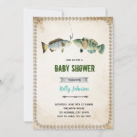 Vintage fishing shower birthday invitation