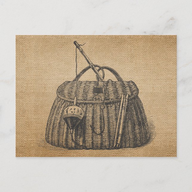 Vintage Fishing Tackle Box Postcard (Front)