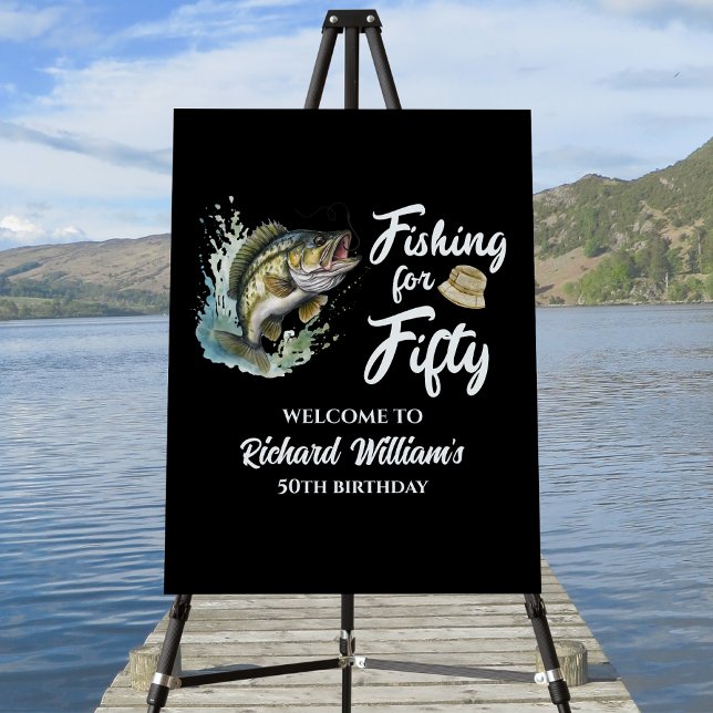 Vintage Fishing Themed 50th Birthday Party Foam Board (Creator Uploaded)