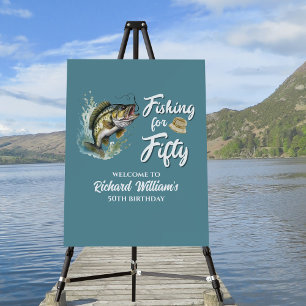 Vintage Fishing Themed 50th Birthday Party Foam Board