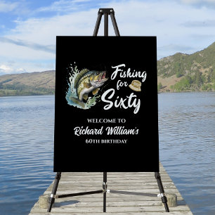 Vintage Fishing Themed 60th Birthday Party Foam Board