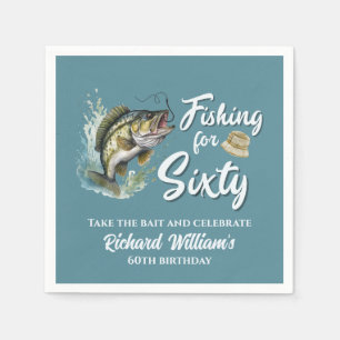Vintage Fishing Themed 60th Birthday Party Napkins