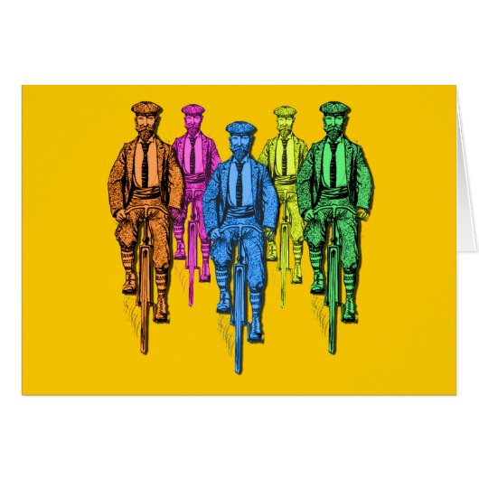 Vintage Five Fellas on Bikes Illustration (Front Horizontal)