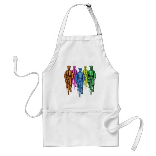 Vintage Five Fellas on Bikes Illustration Adult Apron