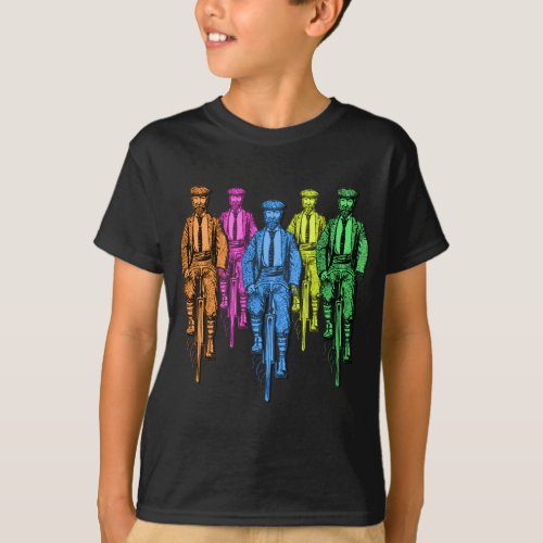 Vintage Five Fellas on Bikes Illustration T_Shirt