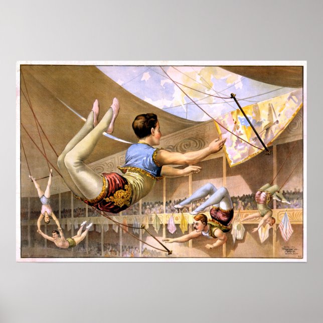 Vintage Five Male Trapese Artists Circus Poster (Front)