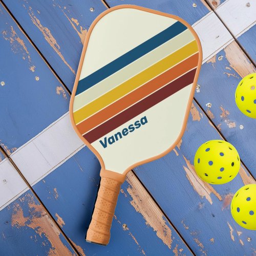 Vintage five Striped with Name Pickleball Paddle