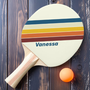 Vintage Five Striped with Name Ping Pong Paddle