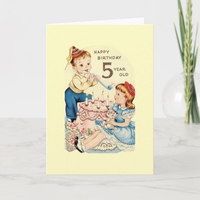 Vintage Five Year Old Birthday Card (Front)