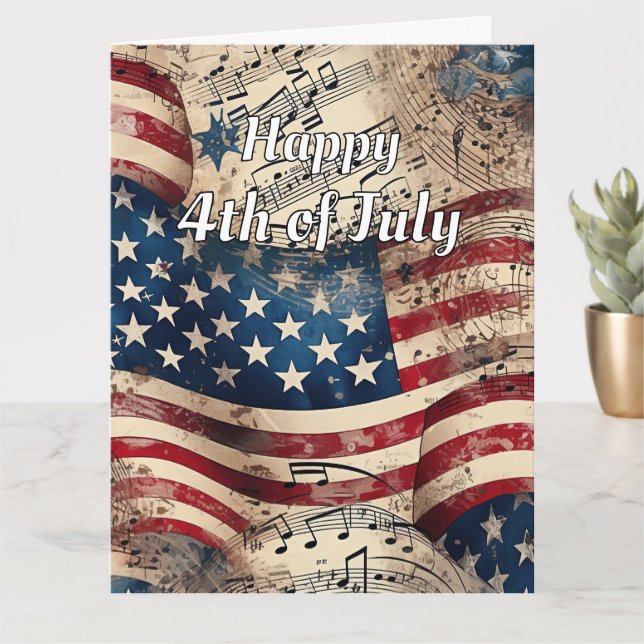 VIntage Flag 4th of July  Card (Small Plant)