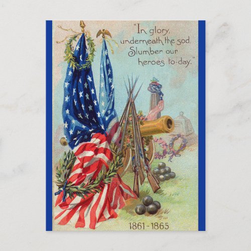 Vintage Flag and Cannon Remembering Our Heroes Postcard