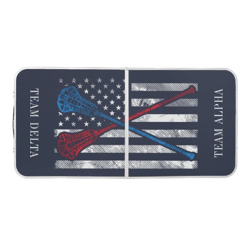 Vintage Flag and Lacrosse Bats Beer Pong Table