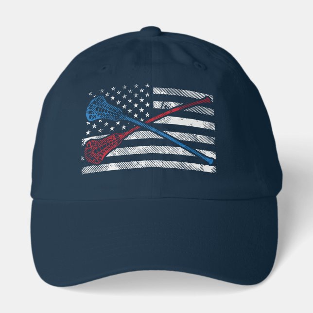 Vintage Flag and Lacrosse Bats Hat (Front)