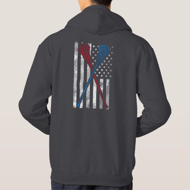 Vintage Flag and Lacrosse Bats Hoodie (Back)
