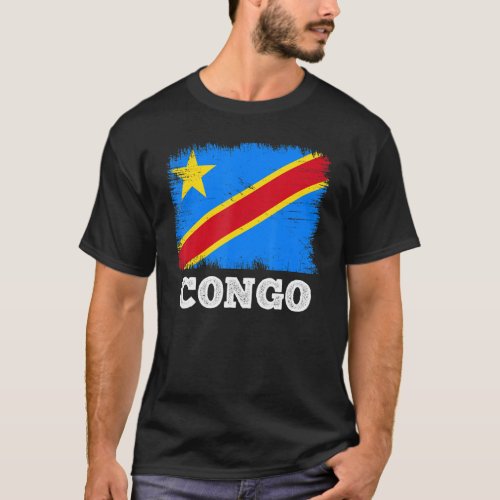 Vintage Flag Congo Country Retro Flag Congolese T_Shirt