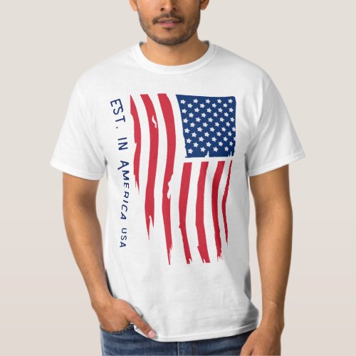 Vintage Flag Est in America USA T_Shirt