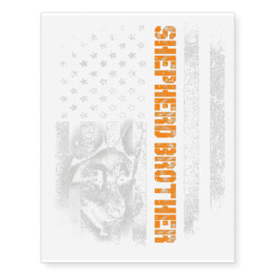 Vintage Flag funny Dog German Shepherd Bro Gift Temporary Tattoos