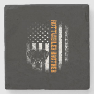 Vintage Flag funny Dog Rottweiler Brother Best Stone Coaster