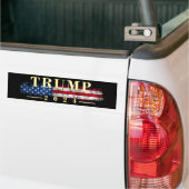 Vintage Flag Gold Donald Trump Pence 2016 Bumper Sticker (On Truck)
