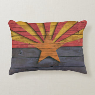 Vintage Flag of Arizona Distressed Wood Design Decorative Pillow