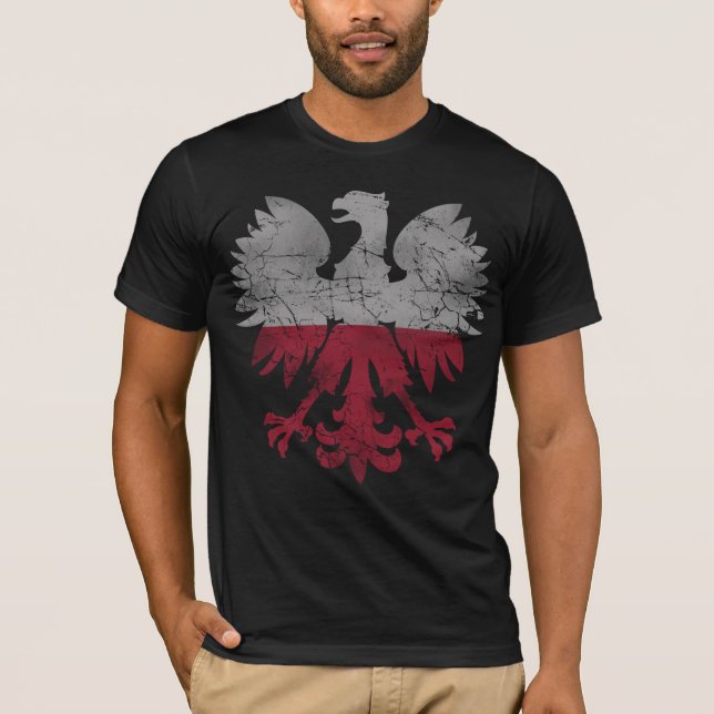 Vintage Flag of Poland White Eagle T-Shirt (Front)