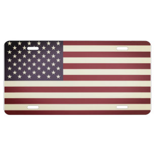 Vintage Flag of the United States - American Flag  License Plate
