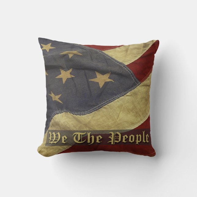 Vintage Flag, We The People Pillow (Front)