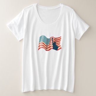 Vintage Flag with Lady Liberty  Plus Size T-Shirt