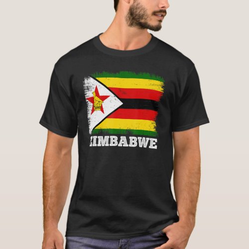 Vintage Flag Zimbabwe Retro Flag Zimbabwean T_Shirt