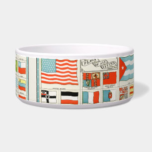 Vintage Flags Of All Nations Educational Poster Bowl