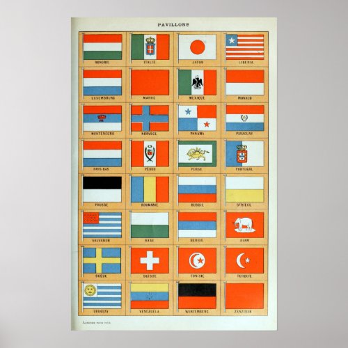 Vintage Flags of the World Poster