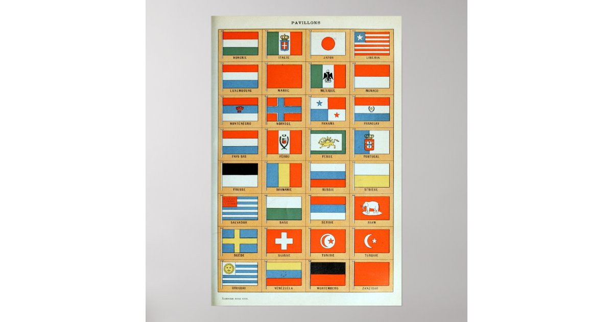 Vintage Flags of the World Poster | Zazzle
