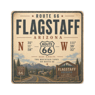 Vintage Flagstaff Arizona Route 66 Metal Art