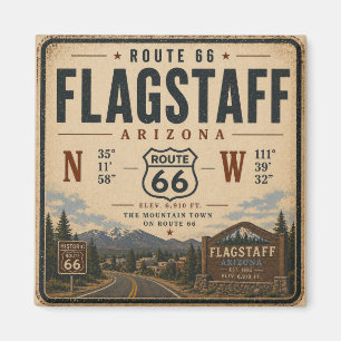 Vintage Flagstaff Arizona Route 66 Mountain Town Magnet