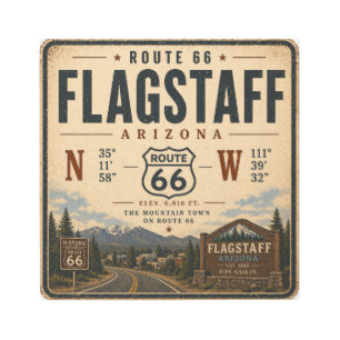 Vintage Flagstaff Arizona Route 66 Mountain Town Metal Print
