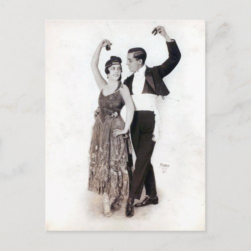 Vintage Flamenco Couple with Castanets Postcard