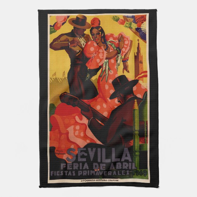 Vintage flamenco dancers Spanish Towel (Vertical)