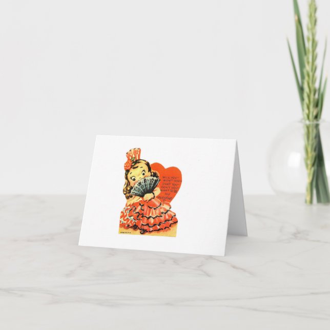Vintage Flamenco Girl Valentine Card (Front)