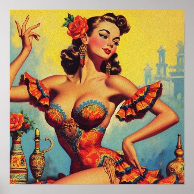 Vintage Flamenco Pin Up Poster (Front)